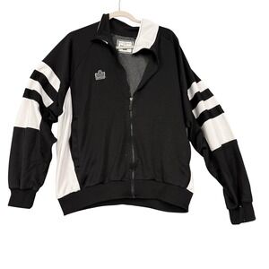 Admiral Track Jacket Mens Large Black White Full Zip Striped Athletic Retro